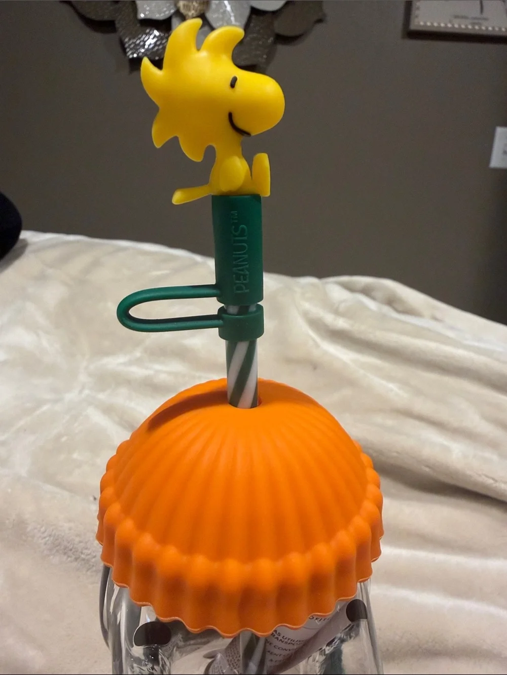 New Starbucks x Snoopy Glass Cup with lid and Woodstock straw